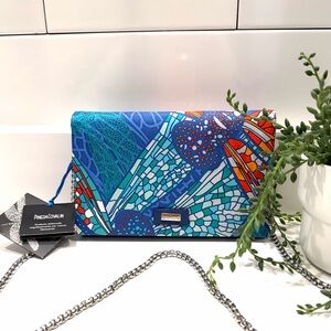 NWT Pineta Covalin Dragonfly Silk Clutch Chain Shoulder Bag